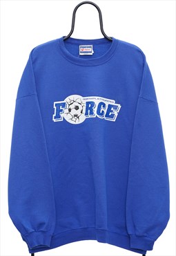 Vintage Force Football Graphic Blue Sweatshirt Mens