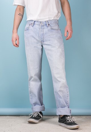 VINTAGE 90'S LEVI 501 JEANS LIGHT WASH BLUE