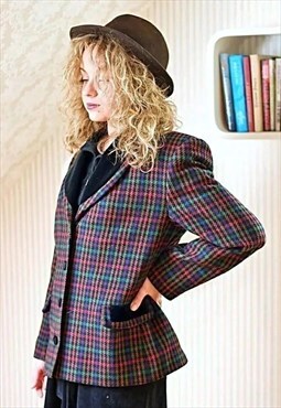 Checked colourful vintage wool jacket