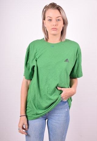 ADIDAS WOMENS VINTAGE T-SHIRT TOP LARGE GREEN 90'S