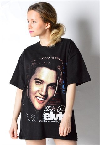 VINTAGE 90S BLACK ELVIS PRESLEY FESTIVAL T-SHIRT