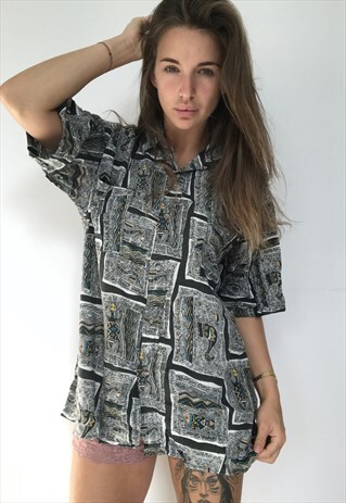 PATTERNED OVERSIZED RETRO VINTAGE UNISEX FESTIVAL SHIRT
