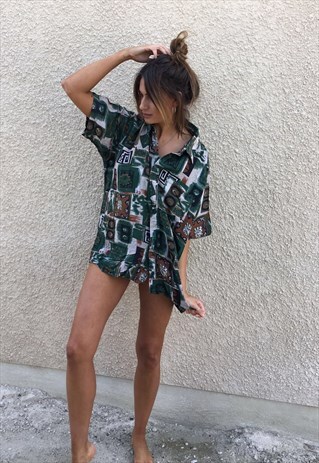 PATTERNED OVERSIZED RETRO VINTAGE UNISEX FESTIVAL SHIRT