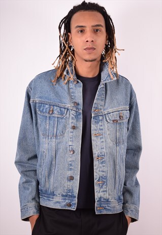 LEE MENS VINTAGE DENIM JACKET LARGE BLUE 90S