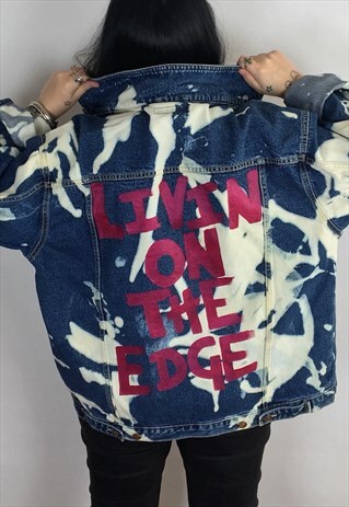 LIVIN' ON THE EDGE ACID WASH/HAND PAINTED DENIM JACKET
