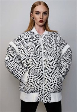 SKA check bomber jacket checkboard puffer psychedelic coat