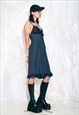 VINTAGE Y2K FRILLY DRESS IN BLUE LINEN