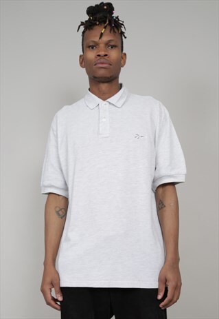 VINTAGE 90'S REEBOK OVERSIZED LIGHT GREY POLO T-SHIRT