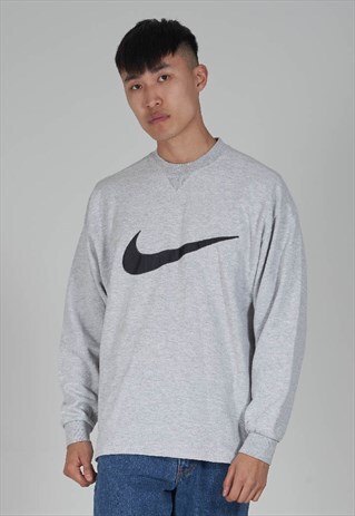 VINTAGE 90'S NIKE SWOOSH LOGO GREY SWEATER