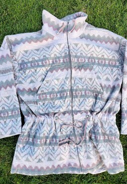 Vintage 90's Pastel Print Fleece Jacket / Jumper