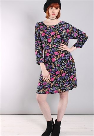 VINTAGE 90S FLORAL PATTERNED TIE BACK DRESS