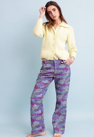 LOVELY VINTAGE 70'S RETRO BOHO HIPPIE FLARE TROUSERS