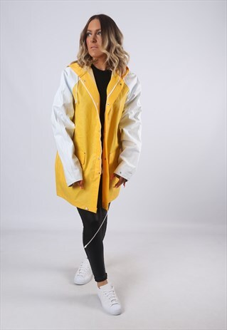 PVC RAINCOAT MAC HOODED JACKET WATERPROOF FESTIVAL (EA9E)