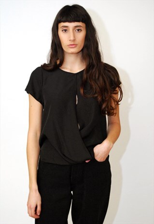 VINTAGE CUTOUT TOP (S) WRAP 90S PLUNGING WRAP CUT OUT SEXY