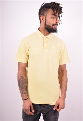 ELLESSE MENS VINTAGE POLO SHIRT MEDIUM YELLOW 90'S