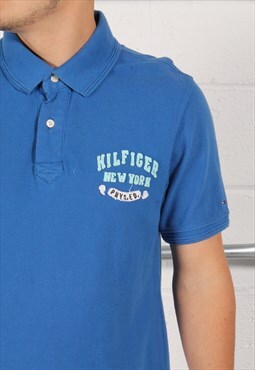 Vintage Tommy Hilfiger Polo Shirt Blue Short Sleeve Large