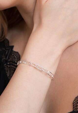 LINK CHAIN CUFF STERLING SILVER