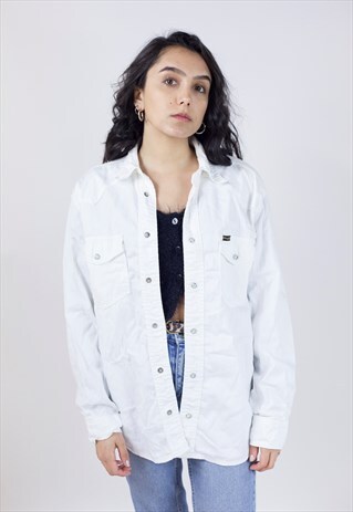 VINTAGE 90'S WRANGLER WESTERN HEAVY WHITE SHIRT