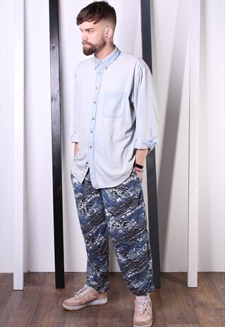 VINTAGE 90S PATTERNED CRAZY PRINT TROUSERS. UNISEX. GYM.