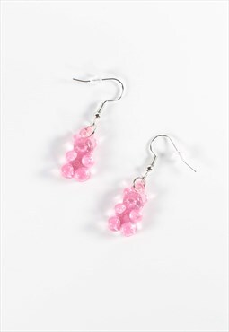 Y2K Style Gummy Bear Earrings In Pink