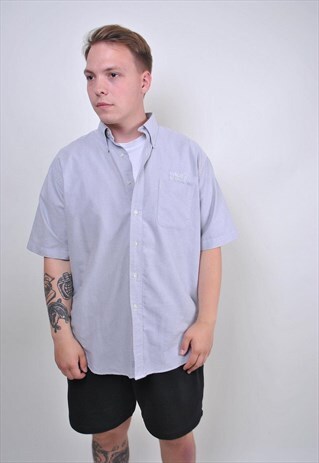 90S SHORT SLEEVE CASUAL VINTAGE SHIRT, SIZE L
