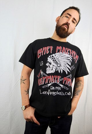 VINTAGE CHEYENNE BLACK COTTON TEE