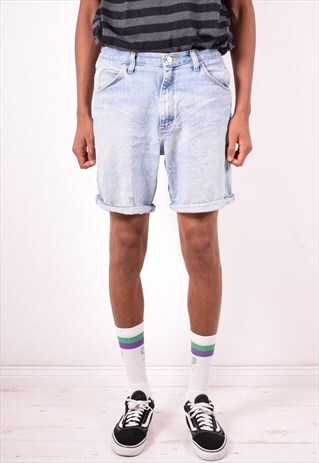 WRANGLER MENS VINTAGE DENIM SHORTS W32 BLUE 90S