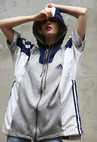 VINTAGE 90'S ADIDAS HOODIE SWEATSHIRT SHORT SLEEVE