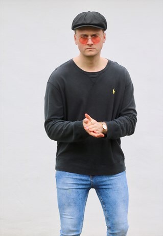 RALPH LAUREN USA JET BLACK MINIMALIST SWEATSHIRT