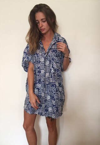 CRAZY PATTERNED VINTAGE RETRO FESTIVAL OVERSIZED SHIRTRAZY P