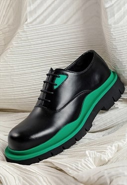High fashion smart shoes green sole faux leather brogues 