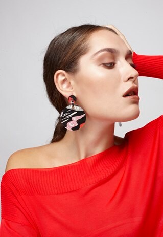 SFERA EARRINGS WITH BLACK GRAFFITI PRINT
