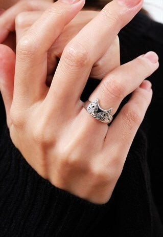 CUTE CAT STERLING SILVER RING