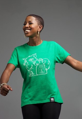 RECYCLED COTTON ORGANIC T-SHIRT GREEN (PUSSY & PATRON)