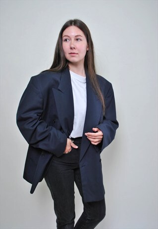 Oversize wool blazer, twin button vintage oversized jacket