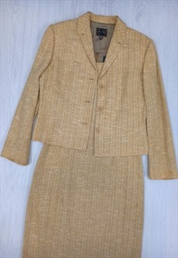90's Vintage Outfit Dress Jacket Light Yellow