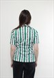 VINTAGE 90S STRIPED BLOUSE, WHITE POLO SHIRT PULLOVER