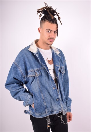 QUIKSILVER MENS VINTAGE DENIM JACKET XL BLUE 90'S