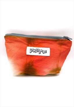 Upcycled Orange Tie Dye Purse w Red Check Lining