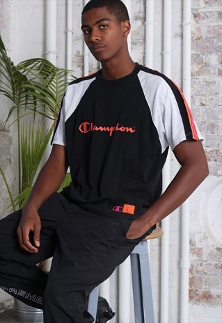 VINTAGE CHAMPION LOGO T-SHIRT BLACK