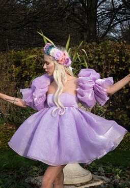 Lilac Shimmer Organza Puff Dress Size 4-24 Plus