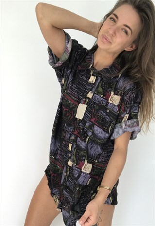 PATTERNED OVERSIZED RETRO VINTAGE UNISEX FESTIVAL SHIRT