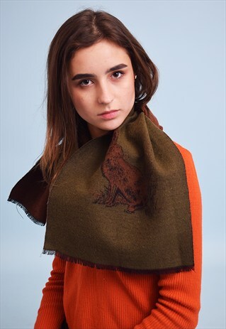 VINTAGE 70'S RABBIT PRINT LONG SCARF