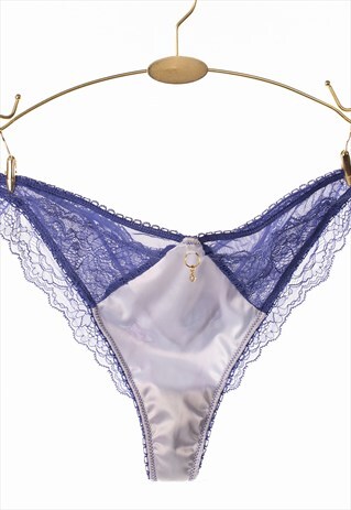Royal Blue Satin and Lace Knicker Royal Blue Satin Brazilian
