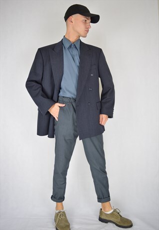 VINTAGE DARK BLUE CLASSIC OVERSIZE BLAZER