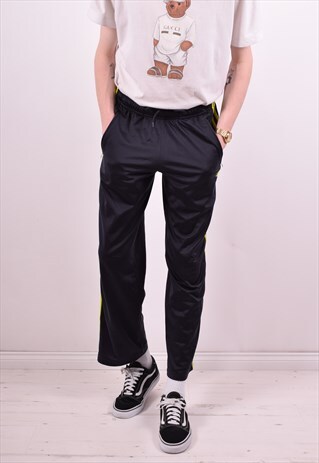 ADIDAS MENS VINTAGE TRACKSUIT TROUSERS W34 L29 BLACK 90'S