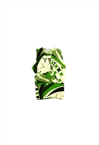 VINTAGE MAX MARA GREEN PATTERENED TOP