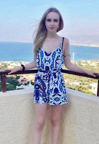 BLUE PRINTED PLAYSUIT