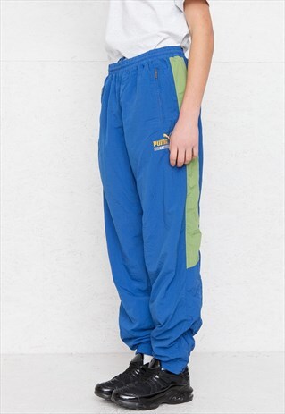 VINTAGE RETRO BLUE PUMA TRACK BOTTOMS JOGGERS