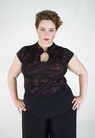 VINTAGE 90S Y2K ASIAN SPARKLY ORIENTAL PLUS SIZE TOP
